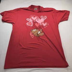 Valentine's Day Shirt X-Large Red Delta Teddy Bear I‎ Love You Single Stitch